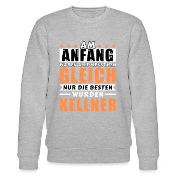 Am Anfang waren alle gleich - Kellner Edition - Stanley/Stella Unisex Bio-Sweatshirt CHANGER  - Grau meliert - Vorne - Nik (191cm) & Marisol (170cm)