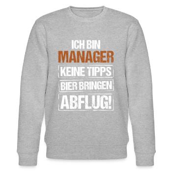 Ich bin Manager - Bier bringen und Abflug - Stanley/Stella Unisex Bio-Sweatshirt CHANGER  - Grau meliert - Vorne - Nik (191cm) & Marisol (170cm)