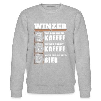 Mein Tagesablauf als Winzer - Stanley/Stella Unisex Bio-Sweatshirt CHANGER  - Grau meliert - Vorne - Nik (191cm) & Marisol (170cm)