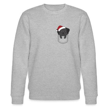 Fröhliche Weinachten süßer Labrador Brusttasche - Stanley/Stella Unisex Bio-Sweatshirt CHANGER  - Grau meliert - Vorne - Nik (191cm) & Marisol (170cm)