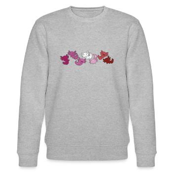 Lipstick Lesbian Flag Gay Pride LGBTQ Axolotl - Stanley/Stella Unisex Bio-Sweatshirt CHANGER  - Grau meliert - Vorne - Nik (191cm) & Marisol (170cm)