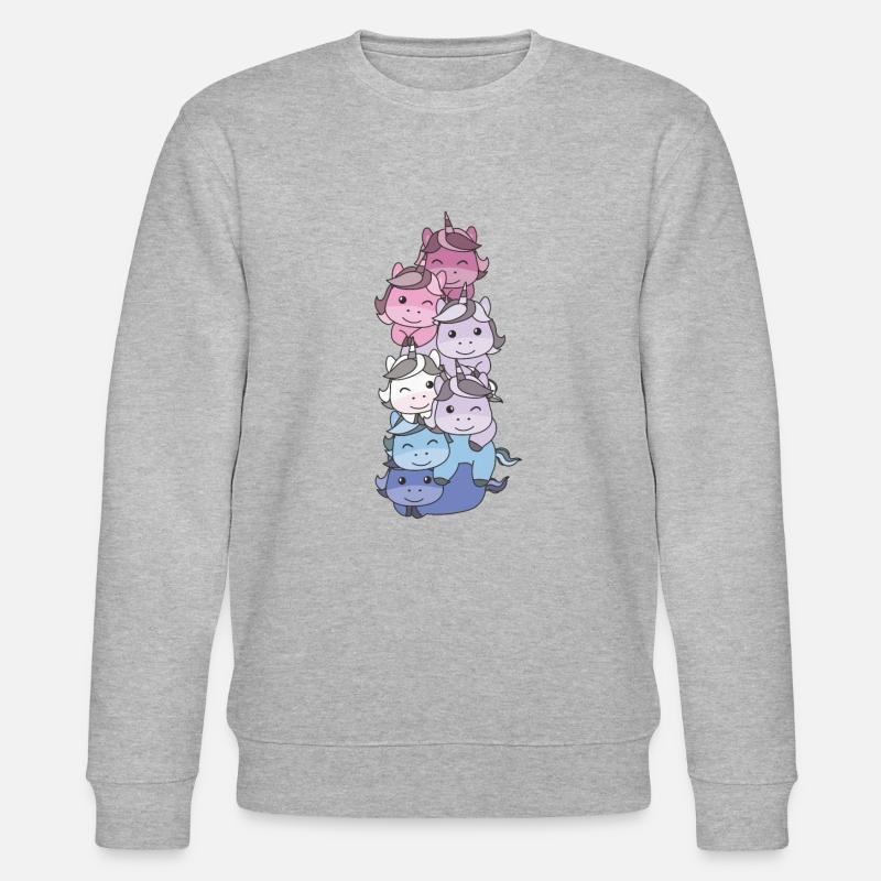 Bigender Flag Pride LGBTQ Cute Unicorn Stack - Stanley/Stella CHANGER Unisex Organic Sweatshirt - heather grey