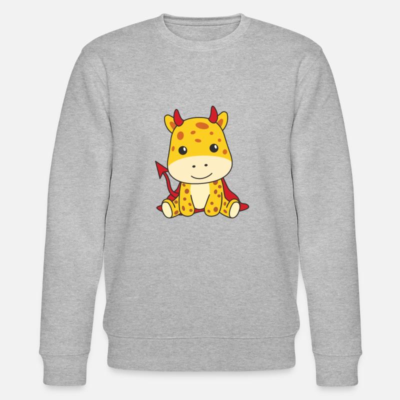 Giraffe Happy Halloween Devil Costume - Stanley/Stella CHANGER Unisex Organic Sweatshirt - heather grey