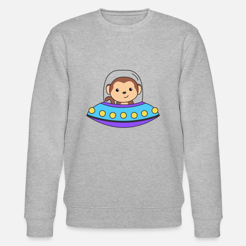 Monkey UFO Space Universe - Stanley/Stella CHANGER Unisex Organic Sweatshirt - heather grey