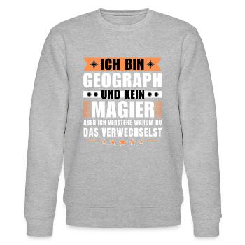 Ich bin Geograph und kein Magier - Stanley/Stella Unisex Bio-Sweatshirt CHANGER  - Grau meliert - Vorne - Nik (191cm) & Marisol (170cm)