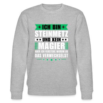 Ich bin Steinmetz und kein Magier - Stanley/Stella Unisex Bio-Sweatshirt CHANGER  - Grau meliert - Vorne - Nik (191cm) & Marisol (170cm)