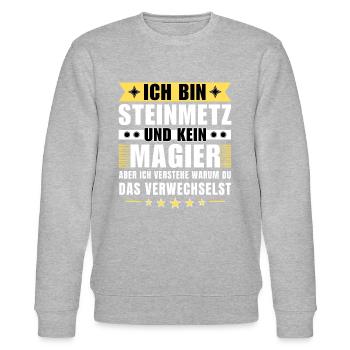 Ich bin Steinmetz und kein Magier - Stanley/Stella Unisex Bio-Sweatshirt CHANGER  - Grau meliert - Vorne - Nik (191cm) & Marisol (170cm)