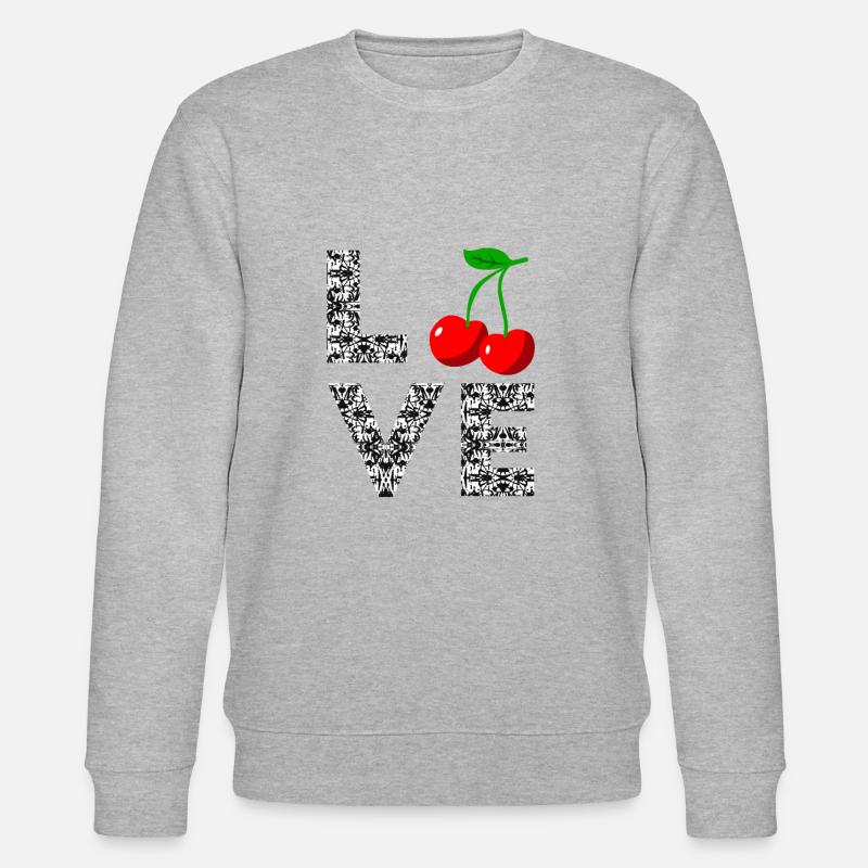 Cherry Cherry Heartbeat Fruit Cherries - Stanley/Stella CHANGER Unisex Organic Sweatshirt - heather grey