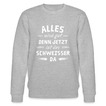Alles wird gut denn jetzt ist der Schweißer da - Stanley/Stella Unisex Bio-Sweatshirt CHANGER  - Grau meliert - Vorne - Nik (191cm) & Marisol (170cm)