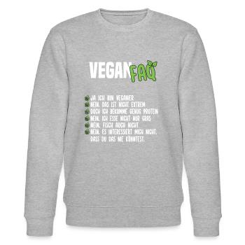 Vegan FAQ - Lustiger Veganer Spruch - Stanley/Stella Unisex Bio-Sweatshirt CHANGER  - Grau meliert - Vorne - Nik (191cm) & Marisol (170cm)