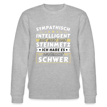 Sympathisch und intelligent - Steinmetz Edition - Stanley/Stella Unisex Bio-Sweatshirt CHANGER  - Grau meliert - Vorne - Nik (191cm) & Marisol (170cm)