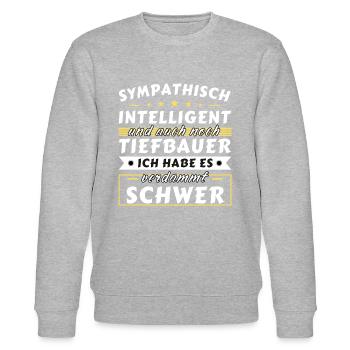 Sympathisch und intelligent - Tiefbauer Edition - Stanley/Stella Unisex Bio-Sweatshirt CHANGER  - Grau meliert - Vorne - Nik (191cm) & Marisol (170cm)