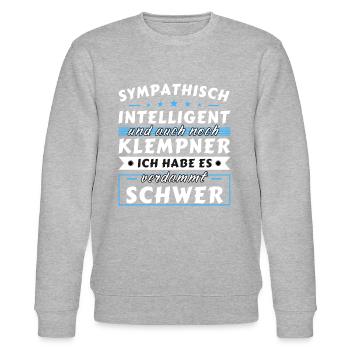 Sympathisch und intelligent - Klempner Edition - Stanley/Stella Unisex Bio-Sweatshirt CHANGER  - Grau meliert - Vorne - Nik (191cm) & Marisol (170cm)