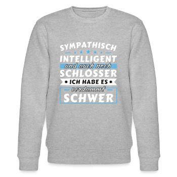 Sympathisch und intelligent - Schlosser Edition - Stanley/Stella Unisex Bio-Sweatshirt CHANGER  - Grau meliert - Vorne - Nik (191cm) & Marisol (170cm)