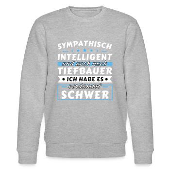 Sympathisch und intelligent - Tiefbauer Edition - Stanley/Stella Unisex Bio-Sweatshirt CHANGER  - Grau meliert - Vorne - Nik (191cm) & Marisol (170cm)
