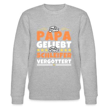 Als Papa geliebt, als Schleifer vergöttert - Stanley/Stella Unisex Bio-Sweatshirt CHANGER  - Grau meliert - Vorne - Nik (191cm) & Marisol (170cm)