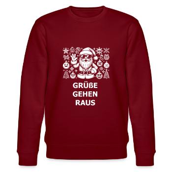 Grüße Weihnachtsmann - Stanley/Stella Unisex Bio-Sweatshirt CHANGER  - Burgunderrot - Vorne - Nik (191cm) & Marisol (170cm)