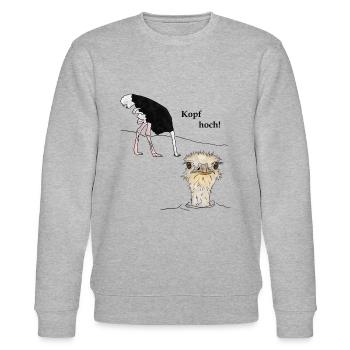 Kopf hoch, Vogel Strauss - Stanley/Stella Unisex Bio-Sweatshirt CHANGER  - Grau meliert - Vorne - Nik (191cm) & Marisol (170cm)