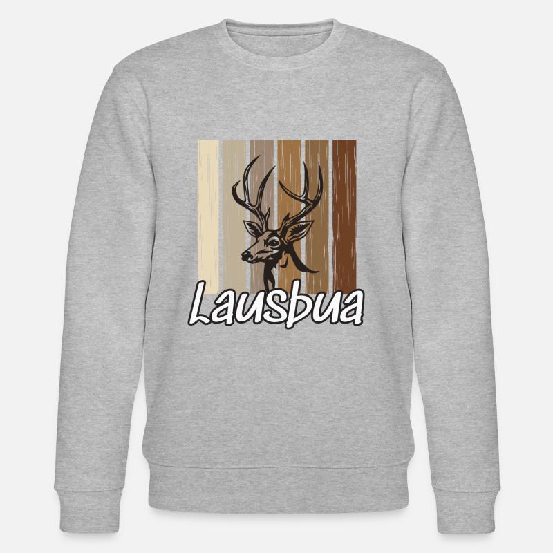 Lausbua Hirsch Lederhosen - Stanley/Stella Unisex Bio-Sweatshirt CHANGER  - Grau meliert