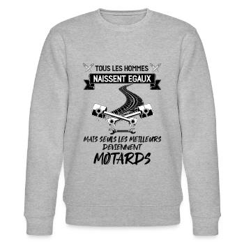 Motard humour moto - Sweat bio CHANGER Stanley/Stella Unisexe - gris chiné - Devant - Nik (191cm) & Marisol (170cm)