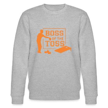 Cornhole the sport for true heroes and athletes - Stanley/Stella CHANGER Unisex Organic Sweatshirt - heather grey - Front - Nik (191cm) & Marisol (170cm)