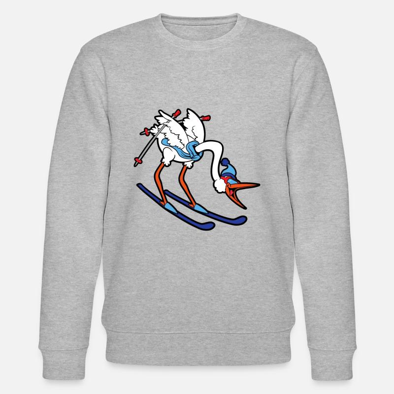 Ski drôle mignon cigogne cool - Sweat bio CHANGER Stanley/Stella Unisexe - gris chiné