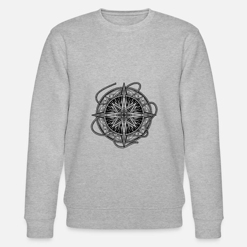 Kompassrose mit Schiffstau - Stanley/Stella Unisex Bio-Sweatshirt CHANGER  - Grau meliert
