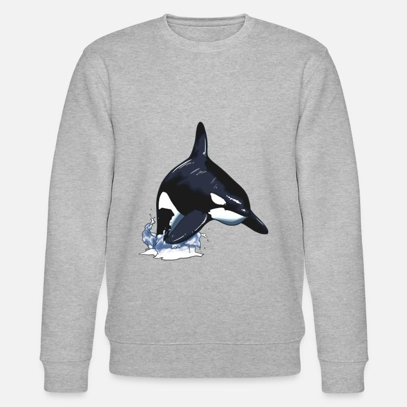 Orca Killerwal Schwertwal Sprung - Stanley/Stella Unisex Bio-Sweatshirt CHANGER - Grau meliert