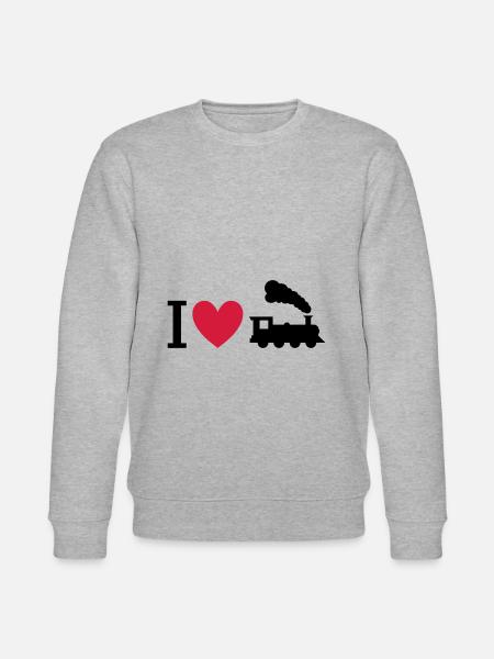 Ich liebe Dampflokomotiven - Stanley/Stella Unisex Bio-Sweatshirt CHANGER - Grau meliert