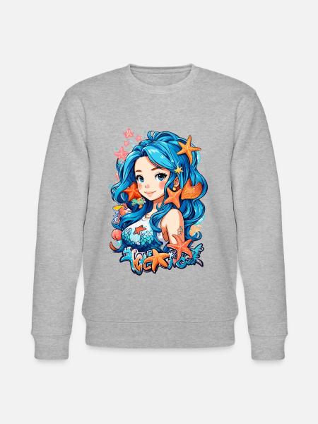 Blue Hair Mermaid - Stanley/Stella Unisex Bio-Sweatshirt CHANGER  - Grau meliert