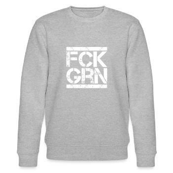 FCK GRN Anti Grünen Fuck Grüne Gegen Links Politik - Stanley/Stella Unisex Bio-Sweatshirt CHANGER  - Grau meliert - Vorne - Nik (191cm) & Marisol (170cm)