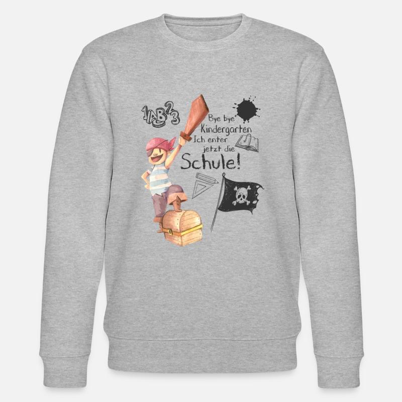 Bye bye Kindergarten - Einschulung, Schule, Pirat - Stanley/Stella Unisex Bio-Sweatshirt CHANGER - Grau meliert