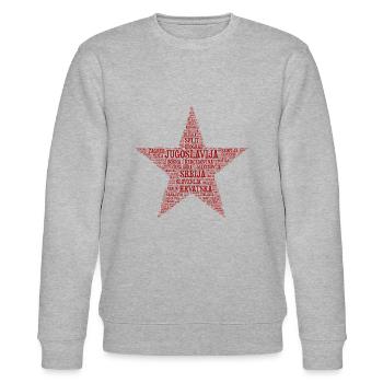 Yugoslavia STERN Design 02r - Stanley/Stella CHANGER Unisex Organic Sweatshirt - heather grey - Front - Nik (191cm) & Marisol (170cm)