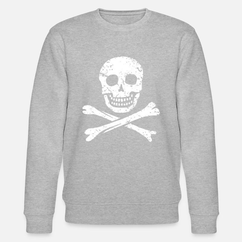 Crâne & Os croisés - En détresse - Sweat bio CHANGER Stanley/Stella Unisexe - gris chiné