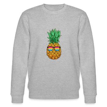 Pansexual Pride Ananas mit Pansexualität Brille - Stanley/Stella Unisex Bio-Sweatshirt CHANGER  - Grau meliert - Vorne - Nik (191cm) & Marisol (170cm)