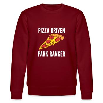Pizza Driven Park Ranger Wildlife Officer Game Wa - Stanley/Stella CHANGER Unisex Organic Sweatshirt - burgundy - Front - Nik (191cm) & Marisol (170cm)