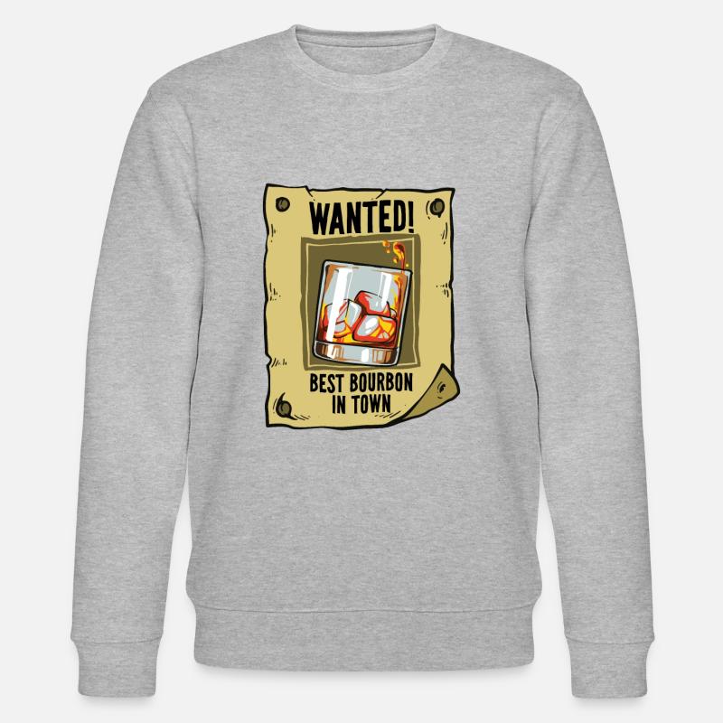 Wanted Poster Best Bourbon Drinking Zitat Magic Br - Stanley/Stella Unisex Bio-Sweatshirt CHANGER  - Grau meliert