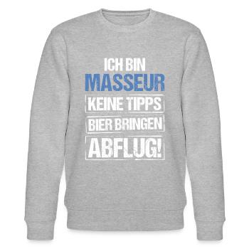 Ich bin Masseur - Bier bringen und Abflug - Stanley/Stella Unisex Bio-Sweatshirt CHANGER  - Grau meliert - Vorne - Nik (191cm) & Marisol (170cm)