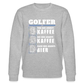 My daily routine as a golfer - Stanley/Stella CHANGER Unisex Organic Sweatshirt - heather grey - Front - Nik (191cm) & Marisol (170cm)
