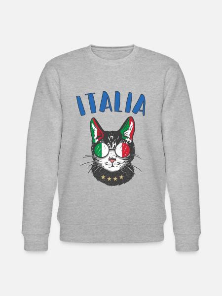 Italien Fodbold Katte Mascot Fan Flag - Stanley/Stella økologisk unisex-sweatshirt CHANGER  - grå meleret