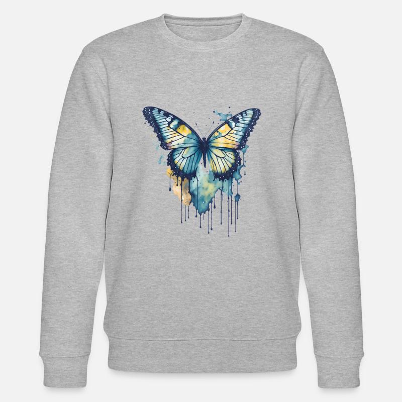 Aquarell Schmetterling - Stanley/Stella Unisex Bio-Sweatshirt CHANGER  - Grau meliert
