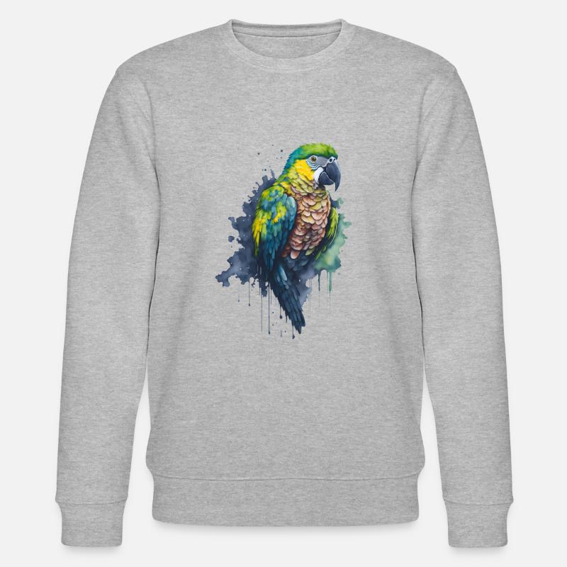 Aquarelle captivante d’un perroquet - Sweat bio CHANGER Stanley/Stella Unisexe - gris chiné