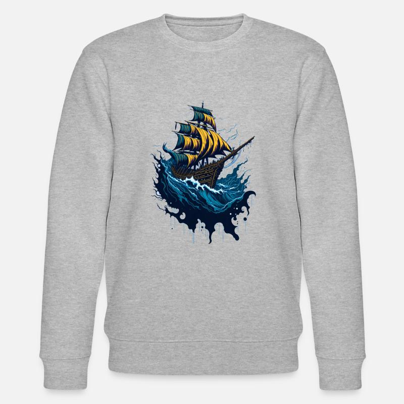 Piratenschiff in stürmischer See - Stanley/Stella Unisex Bio-Sweatshirt CHANGER  - Grau meliert