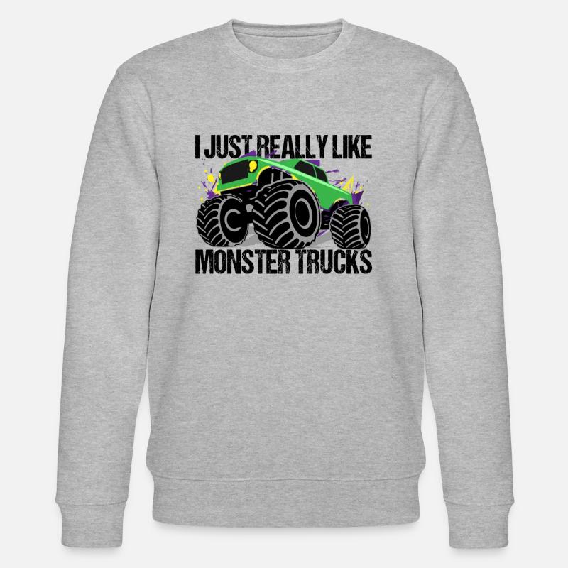 Confrontation de Monster Truck Vert-Violet - Sweat bio CHANGER Stanley/Stella Unisexe - gris chiné