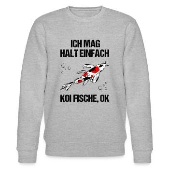 Koi Fische Puristen Statement - Stanley/Stella Unisex Bio-Sweatshirt CHANGER  - Grau meliert - Vorne - Nik (191cm) & Marisol (170cm)