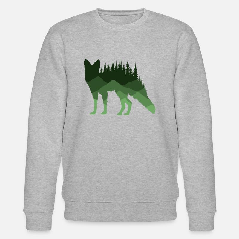 Geist des Waldes - Fuchs Silhouette - Stanley/Stella Unisex Bio-Sweatshirt CHANGER  - Grau meliert