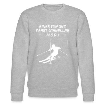 Schneller Slalom-Champion Geschenk - Stanley/Stella Unisex Bio-Sweatshirt CHANGER  - Grau meliert - Vorne - Nik (191cm) & Marisol (170cm)