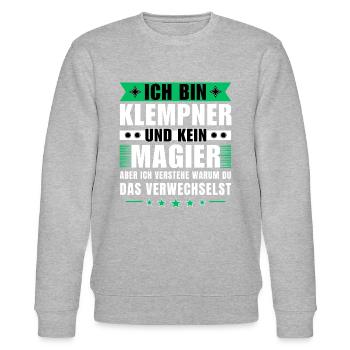 Ich bin Klempner und kein Magier - Stanley/Stella Unisex Bio-Sweatshirt CHANGER  - Grau meliert - Vorne - Nik (191cm) & Marisol (170cm)