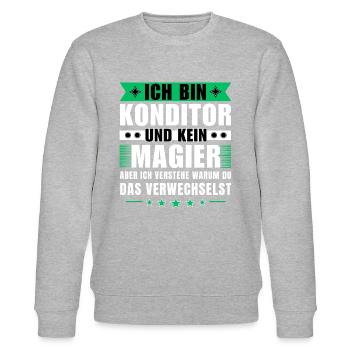 Ich bin Konditor und kein Magier - Stanley/Stella Unisex Bio-Sweatshirt CHANGER  - Grau meliert - Vorne - Nik (191cm) & Marisol (170cm)