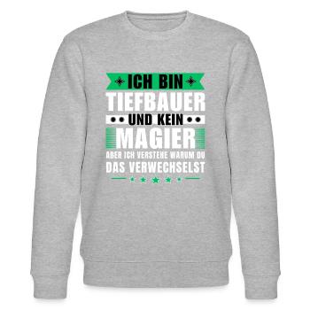 Ich bin Tiefbauer und kein Magier - Stanley/Stella Unisex Bio-Sweatshirt CHANGER  - Grau meliert - Vorne - Nik (191cm) & Marisol (170cm)